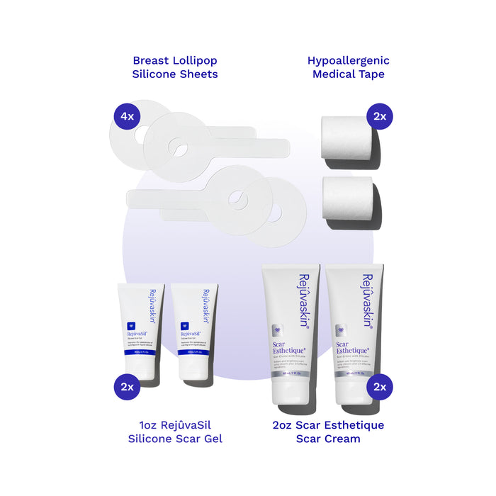 Breast Procedure Scar Bundle with lollipop-shaped silicone scar sheets