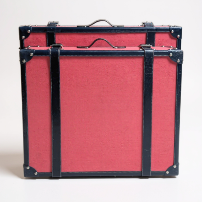 C Wonder Persimmon and Navy Canvas Decorative Retro Luggage