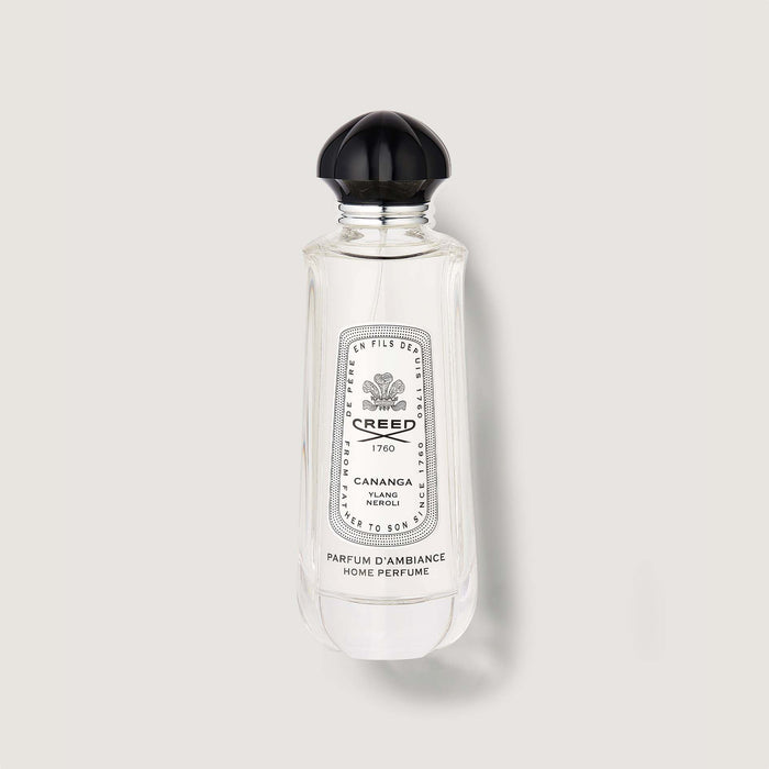 Cananga Room Spray 150ml Clear Glass Bottle with Black Cap - Front View | Creed Fragrances