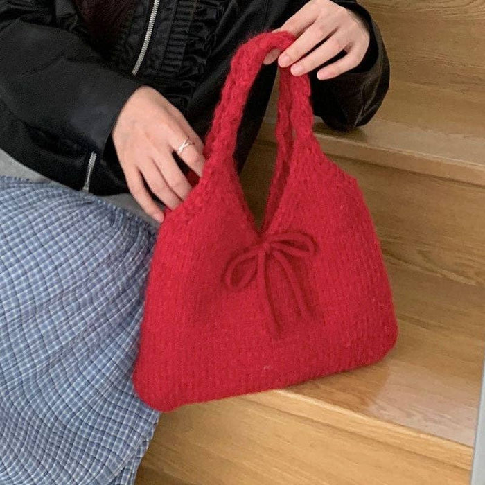 Cute Bow Knot Knit Handbag Underarm Bag DP25H585