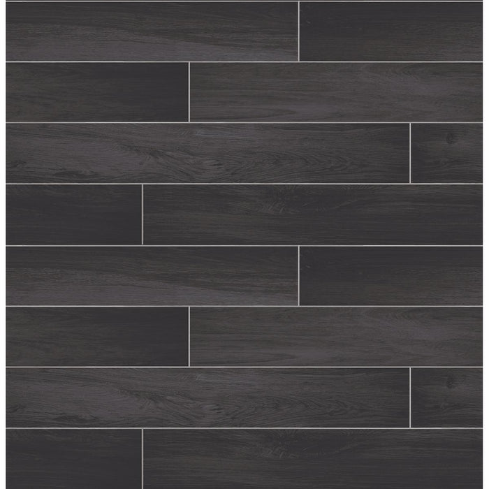 Dark Grey and Black Tile w/ Wood Grain on Paste the Wall Wallpaper