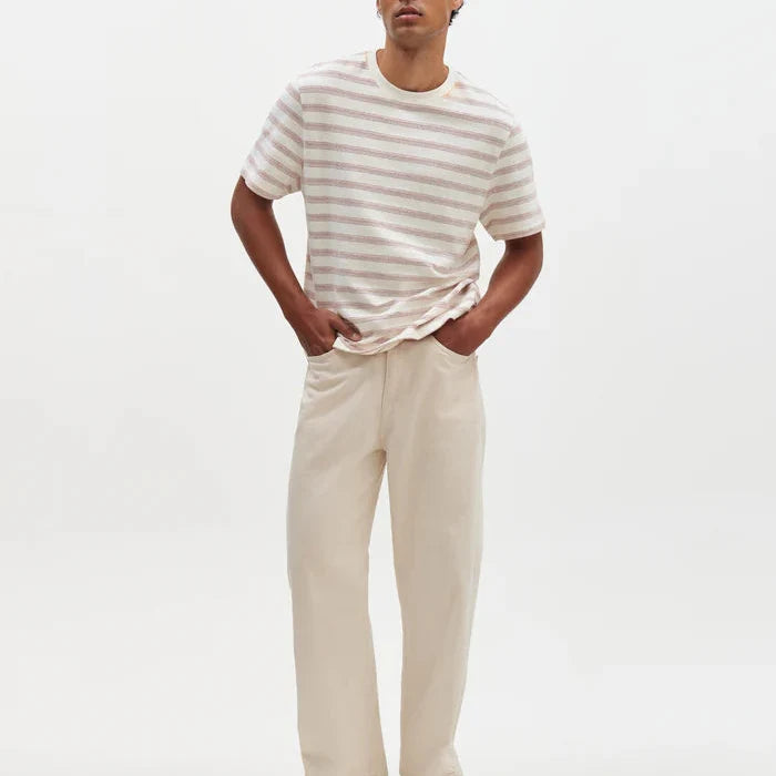 Dean Stitch Stripe Tee in Rust