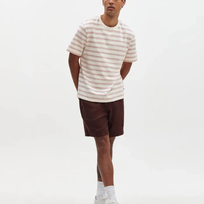 Dean Stitch Stripe Tee in Rust