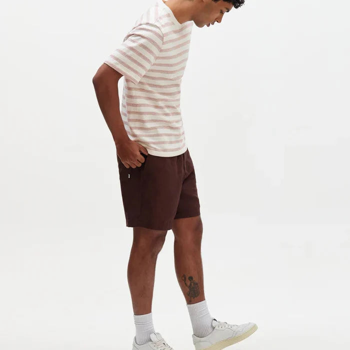 Dean Stitch Stripe Tee in Rust