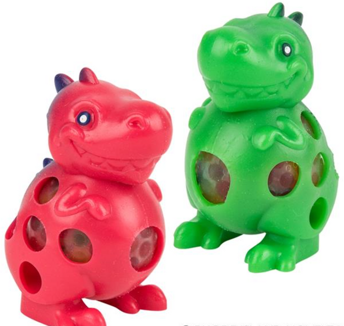 DINOSAUR SQUEEZE BALL w/BEADS (12 per unit) #BASBDIN (I-10)
