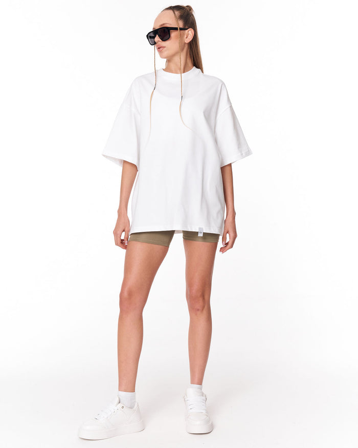Follow The Stream White Oversized T-Shirt with urban slogan detail