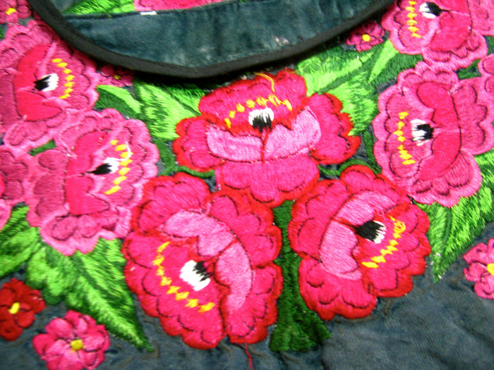 GUATEMALA PURSE HAND EMBROIDERED FLOWERS HOBO BAG X-LARGE GPL017