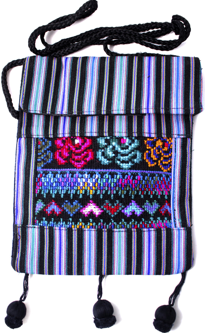 GUATEMALA SHOULDER BAG PASSPORT PURSE  HAND CRAFTED w/ TASSLES GPB005