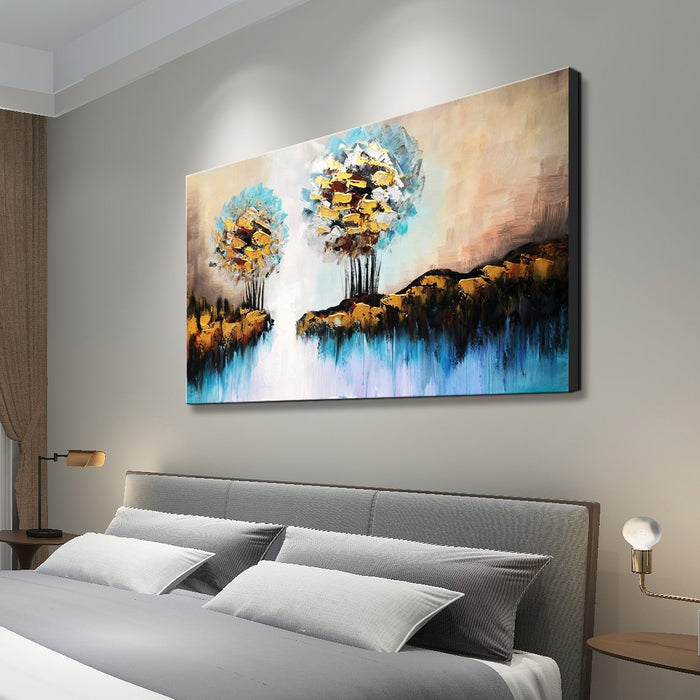 Handmade Oil Painting of Landscape on Stretched Canvas