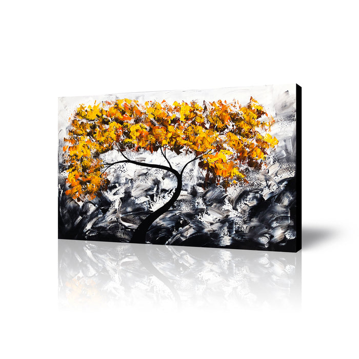 Handmade Oil Painting on Canvas of Golden Yellow Tree