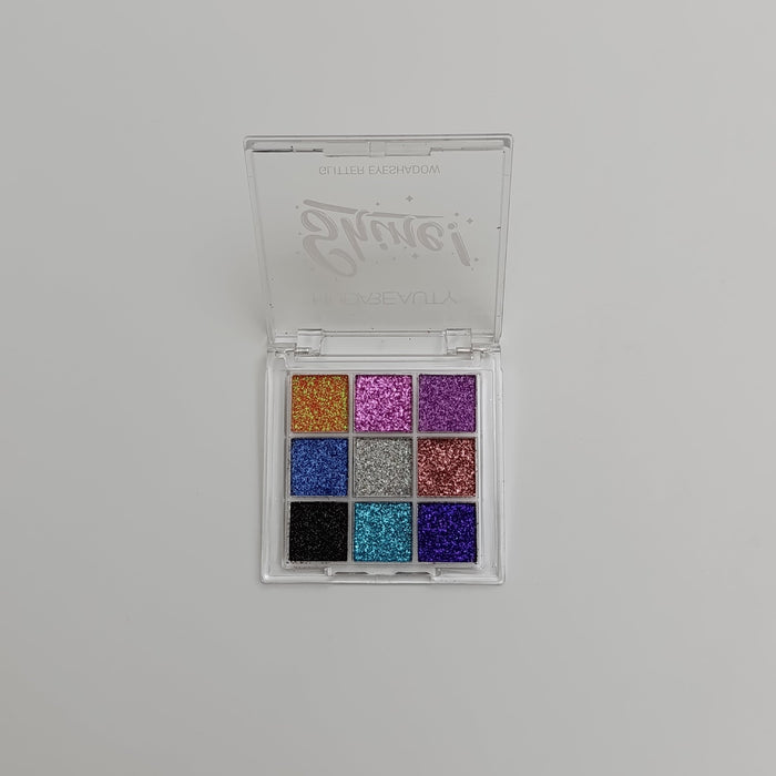 Huda Beauty Shine! 9 - Color Glitter Eyeshadow Palette – Ultra Pigmented, Long - Lasting & Sparkling Shades - Lotshop.pk