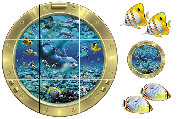 Idea Stix Dolphin Porthole Mini Mural Applique