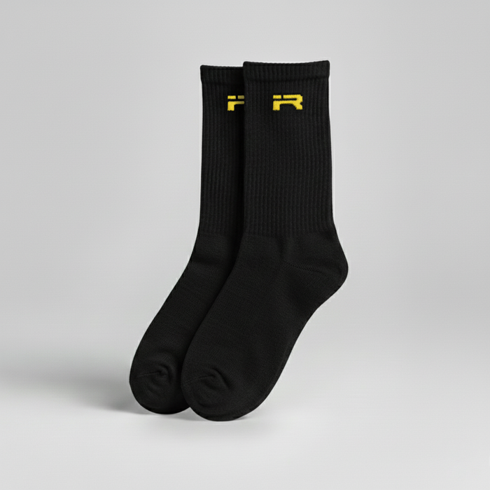 IR Logo Embroidered Crew Socks (Black/Gold)