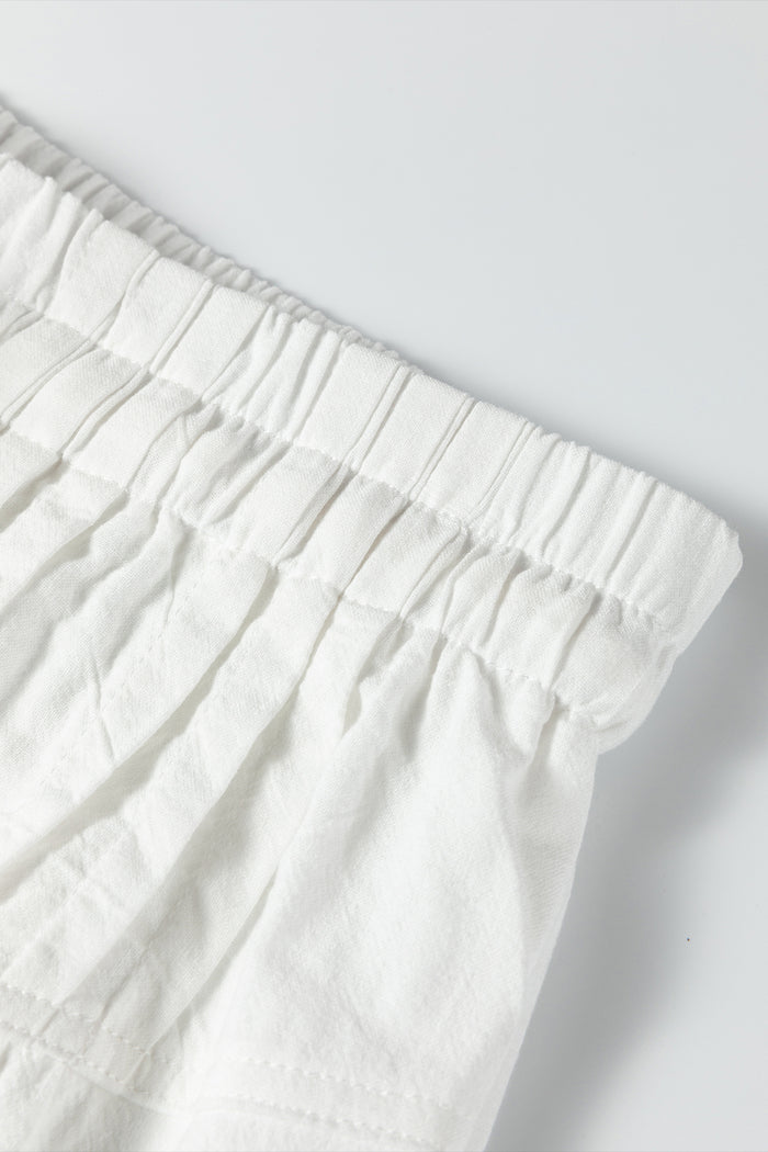 Jet Stream Drawstring Elastic Waist Button Pleated Detail Wide Leg Pants
