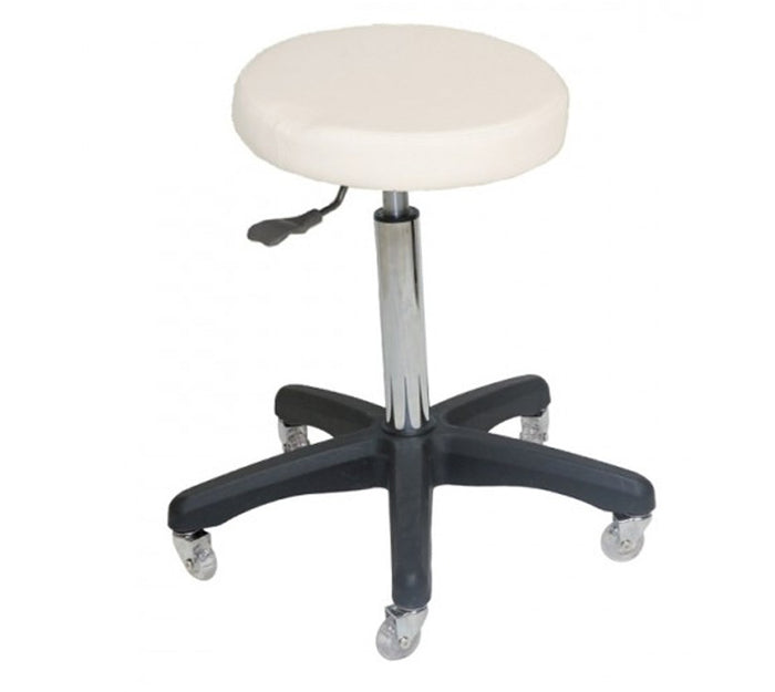 Joiken Turbo Stool - No Back - Black Base - White Upholstery