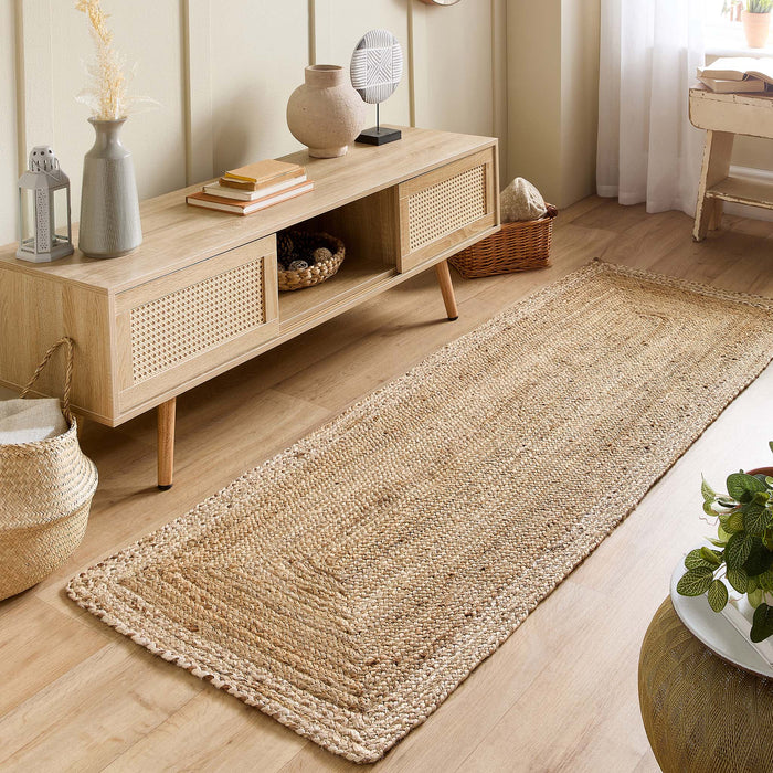 Jute Border Runner Natural White 8