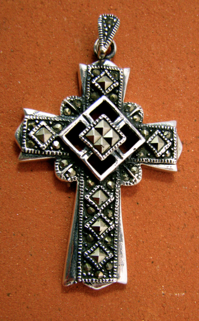 Marcasite Cross Silver Pendant TSC006