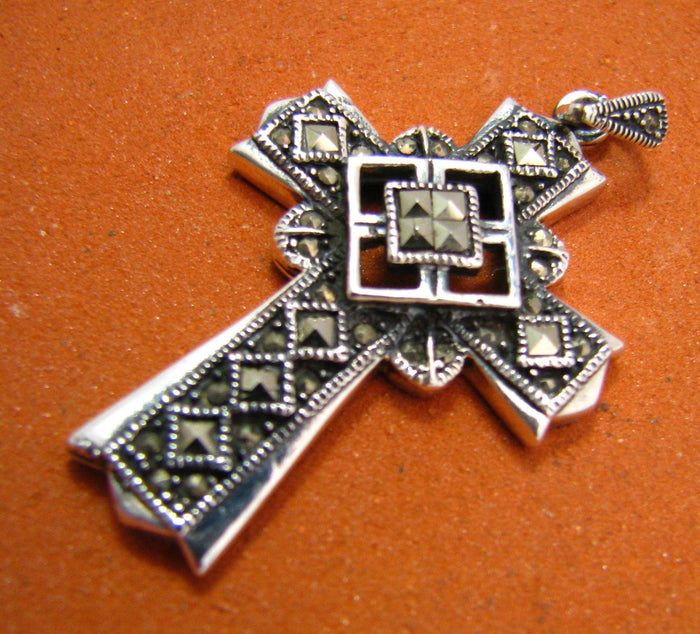 Marcasite Cross Silver Pendant TSC006