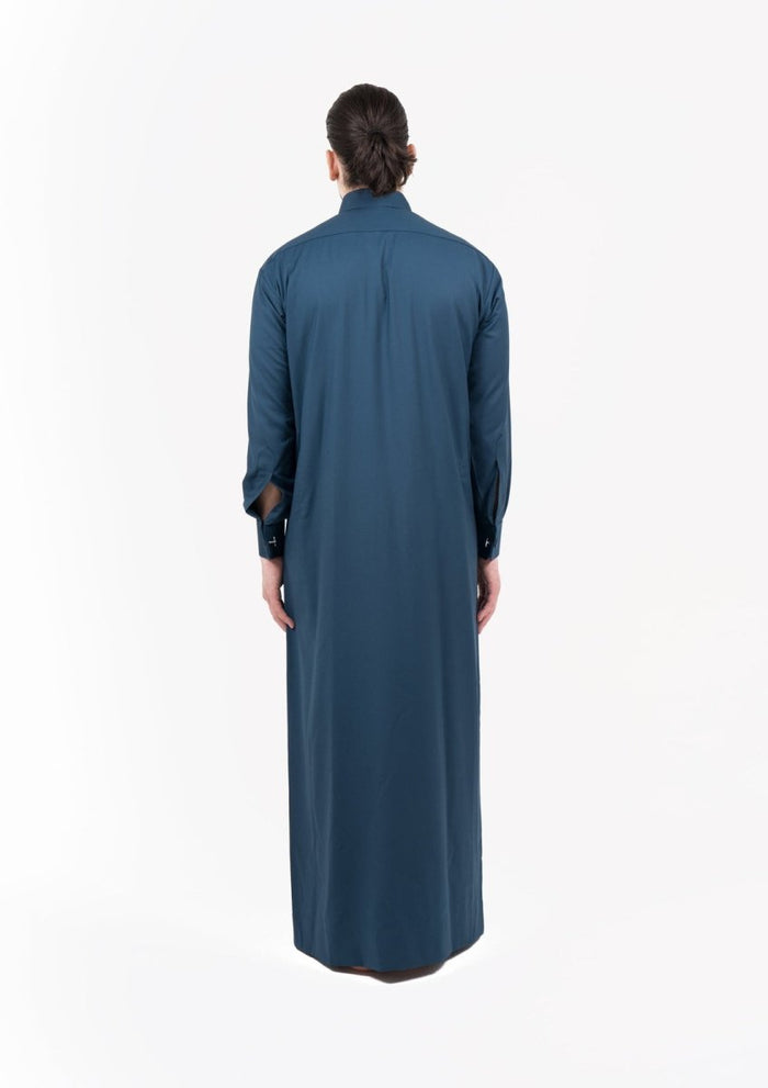 Mens Aqua Cashmere Wool Qatari Thobe