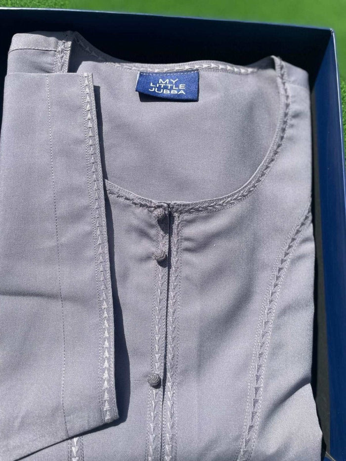 Mens Artichoke Grey Omani Short Sleeve Thobe