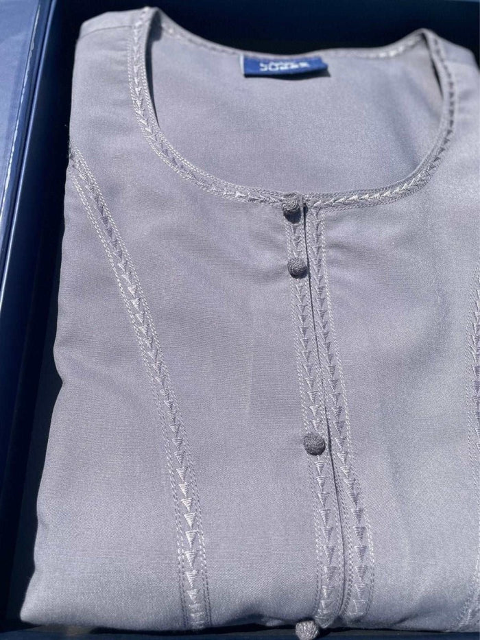 Mens Artichoke Grey Omani Short Sleeve Thobe