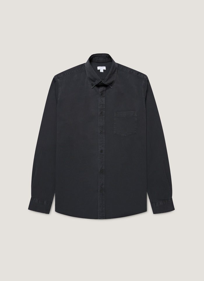 Men's Button Down Twill Shirt in Black