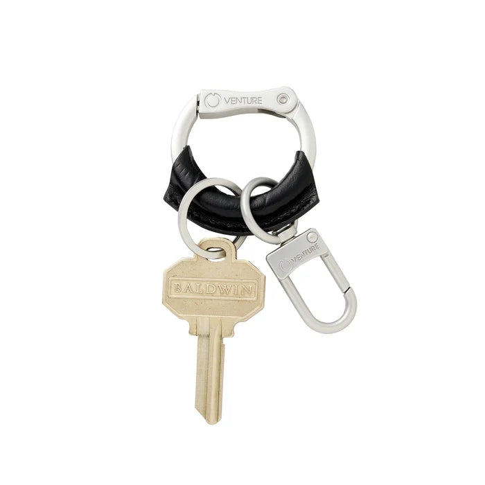 Men's Keychain - Black Leather O-Boy Keyring