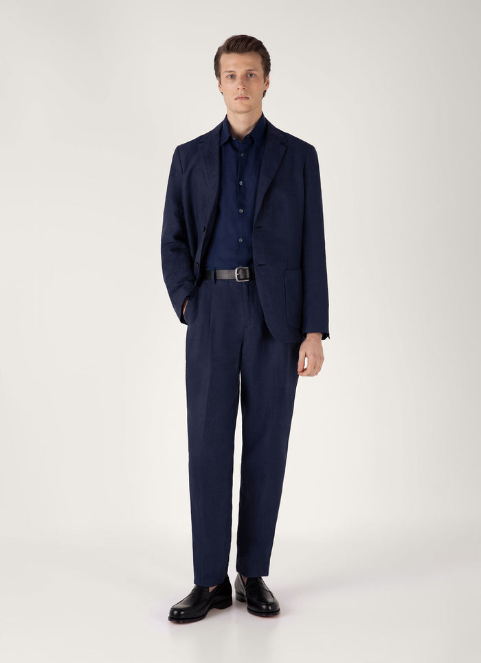 Men's Linen Shirt in Navy