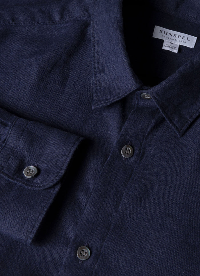 Men's Linen Shirt in Navy