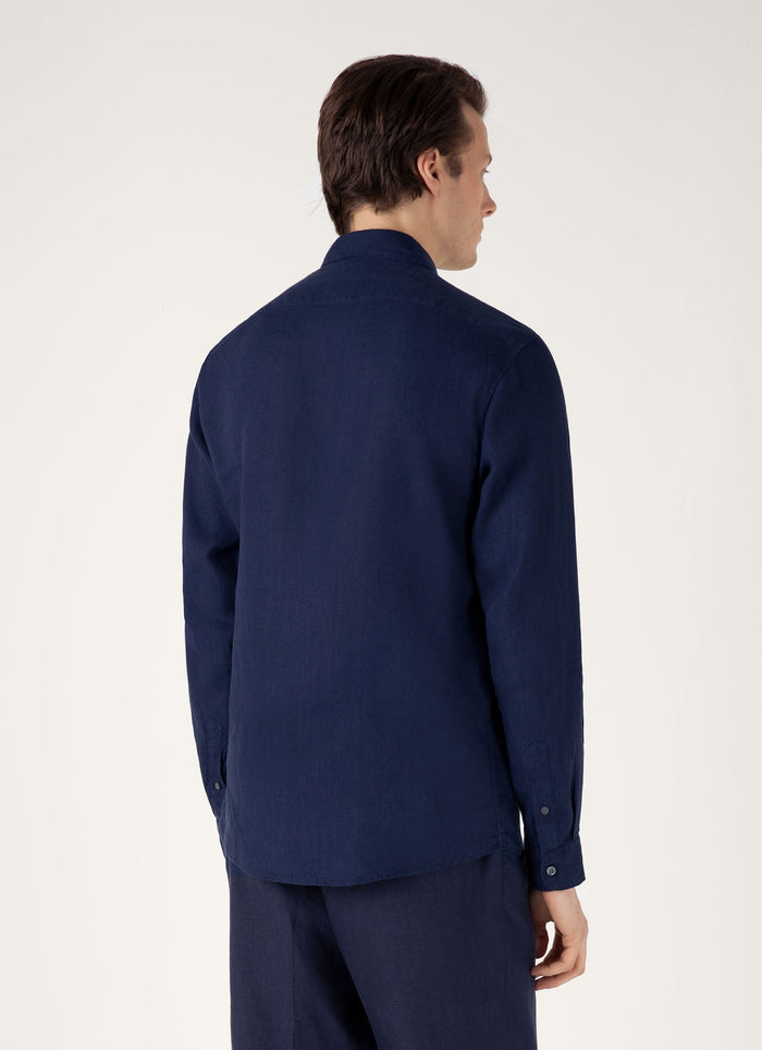 Men's Linen Shirt in Navy