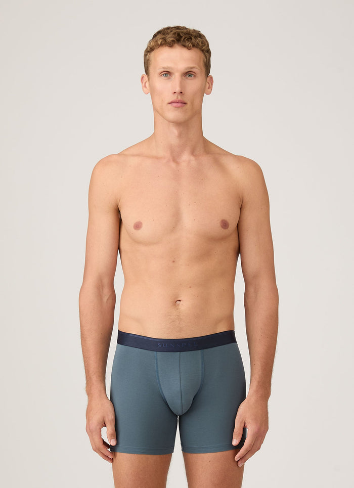 Men's Stretch Cotton Boxer Briefs in Dark Petrol