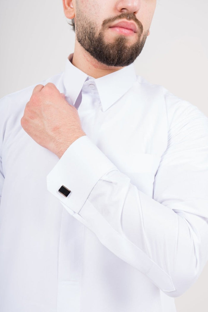 Mens White Cashmere Wool Qatari Thobe