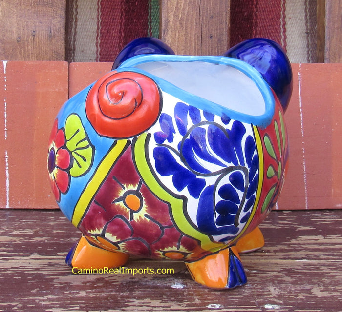 Mexican Talavera Pottery Pig Planter 9" TPSPT006