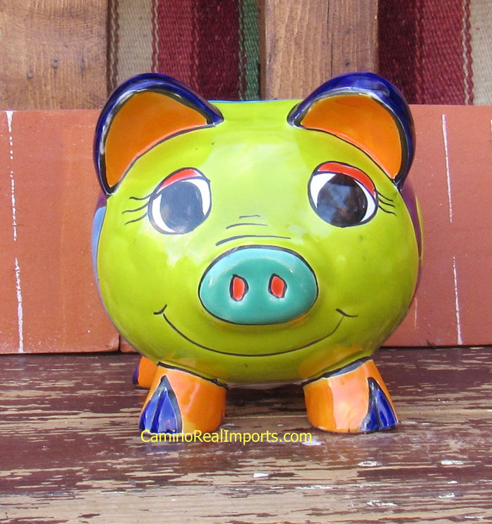 Mexican Talavera Pottery Pig Planter 9" TPSPT006