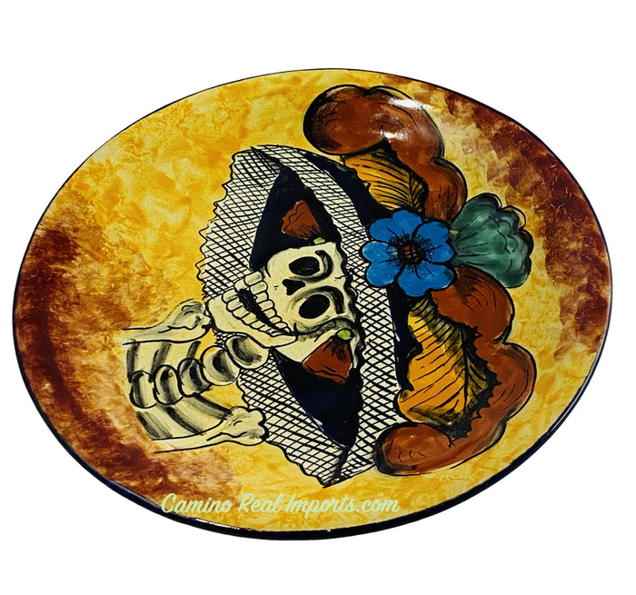 Mexican Wall Hanging Talavera "Catrina" Pottery Plate 8" TP8002