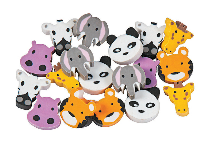 Mini Zoo Animals Eraser Assortment (72 Pc.) #13758391, F-17