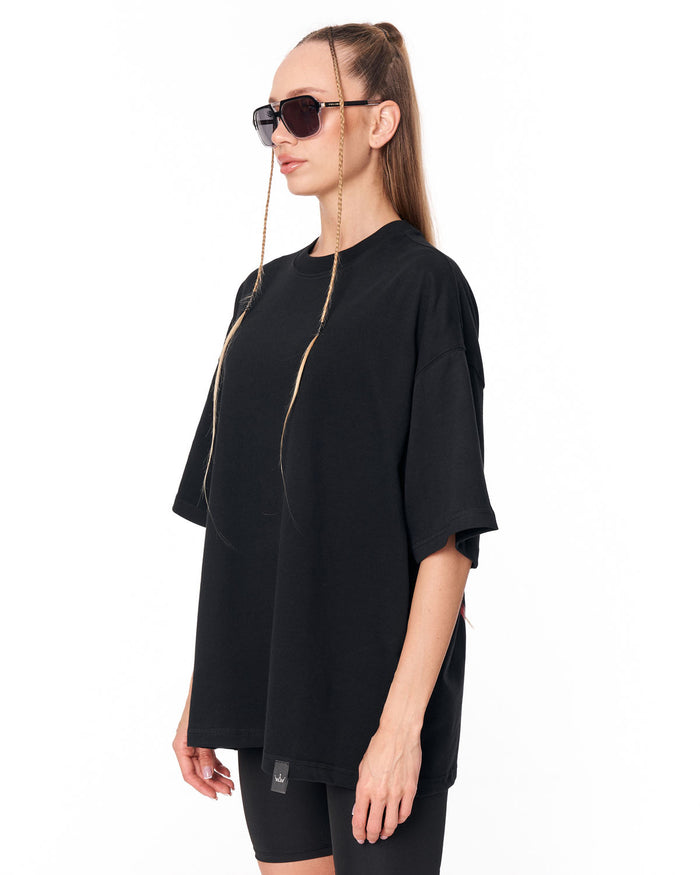 No Heart Graphic Black Oversized T-shirt in black premium cotton