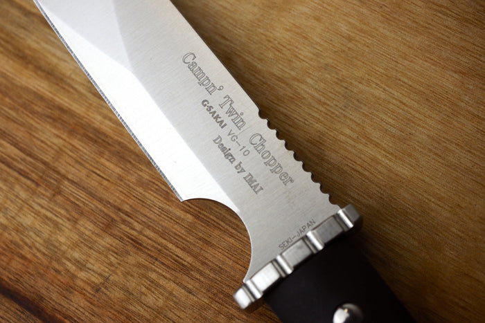 Outdoor Knife - Campin' Twin Chopper Fixed VG10 Steel with FRN Handle (Belt Clip Sheath Included)