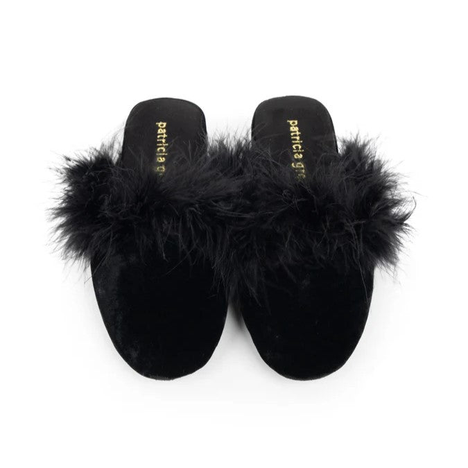 Patricia Green Party Velvet Feather Slippers