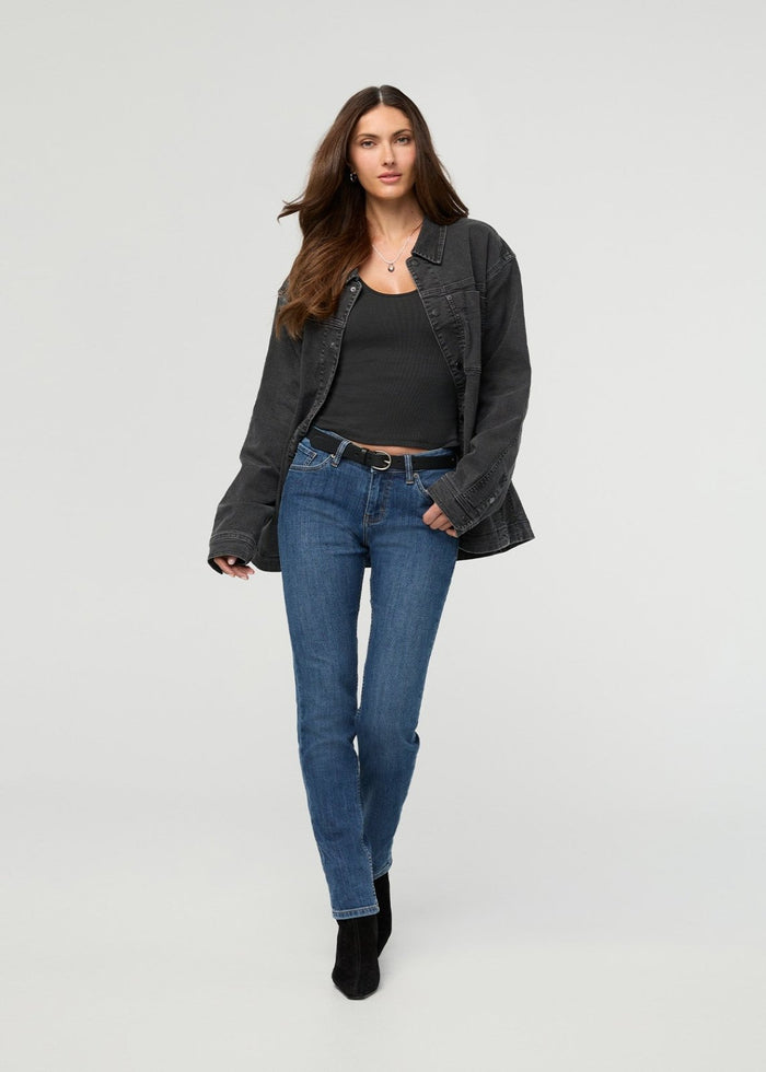 Women's Relaxed Fit Classic Stone Stretch Jeans full body front