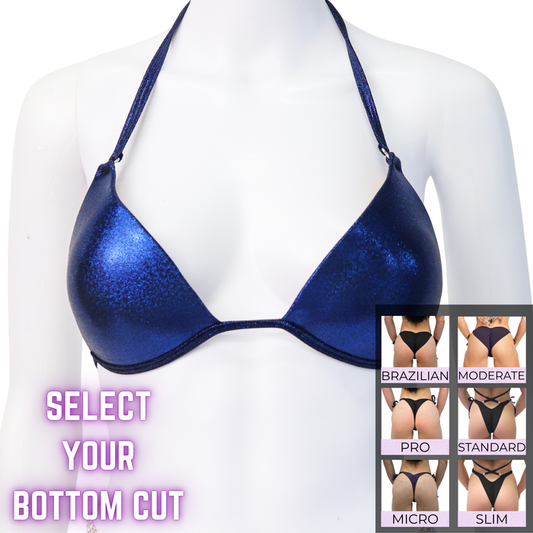 QS SZ: Hologram Dark Blue Fit Model Suit. Medium Molded  Angel Competition BikinisThe best NPC Competition Suits for the Bikini Division, Fit Model Division Suits, and bodybuilding suits.