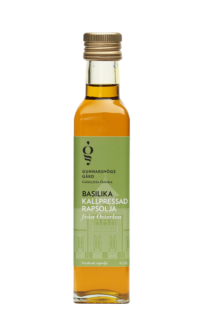 Rapsolja från Rapsodine med smak av Basilika. KRAV-märkt, 250 ml