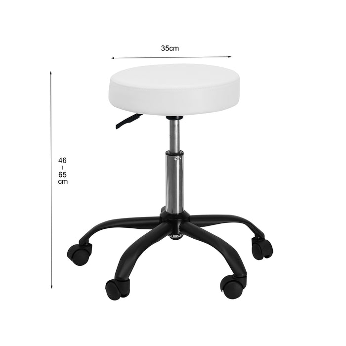 Round therapist gaslift stool - Colours: Black/ White