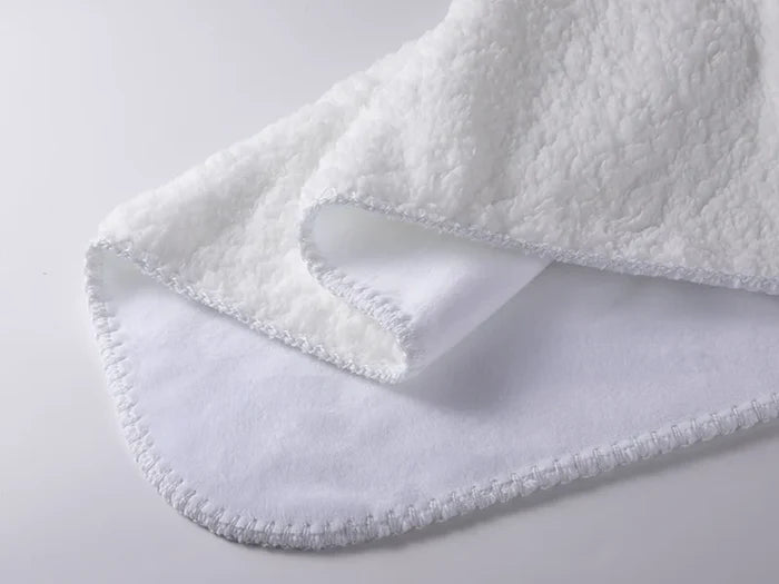 Sherpa Lined Sublimation Minky Blanket(Full White, 152*203cm/60inchx 80inch)