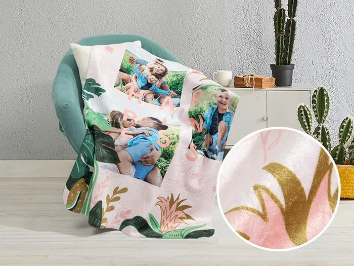 Sherpa Lined Sublimation Minky Blanket(Full White, 152*203cm/60inchx 80inch)