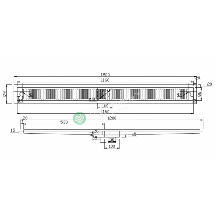 Shower Grate Stainless Steel 1200/1500/1800mm