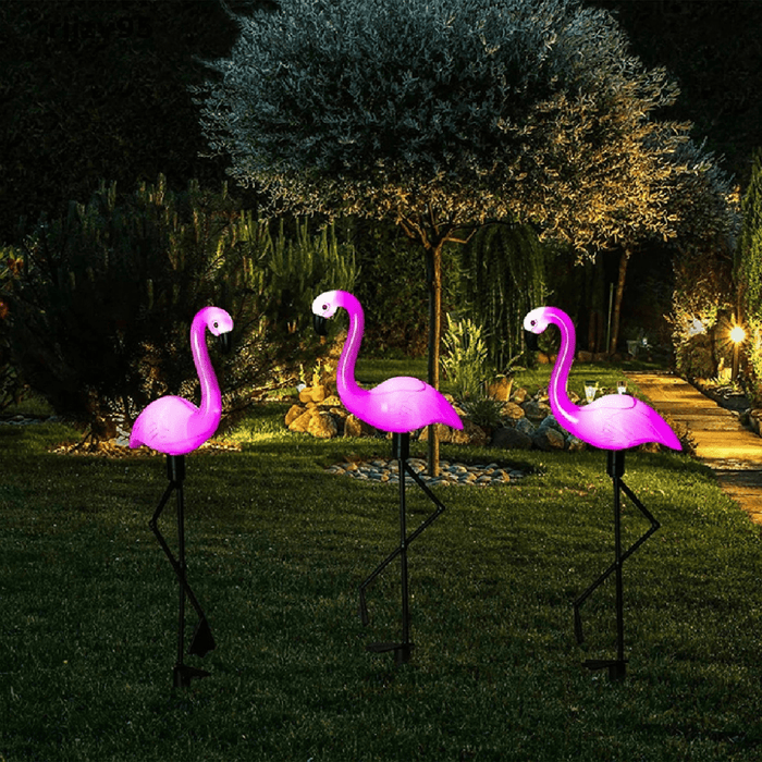 Gadget Gerbil Solar Powered Pink Flamingo Lights (3 pack)