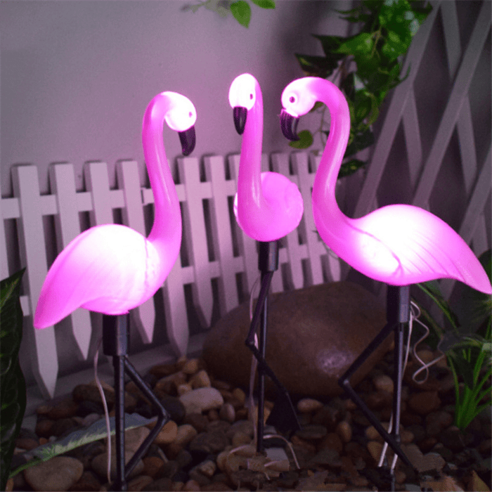 Gadget Gerbil Solar Powered Pink Flamingo Lights (3 pack)
