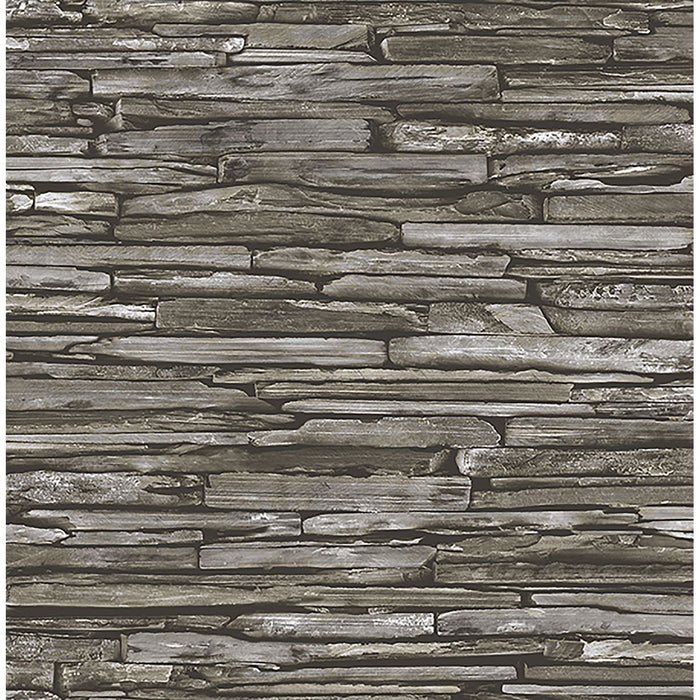 Stacked Slate Grey Industrial on Paste the Wall Wallpaper