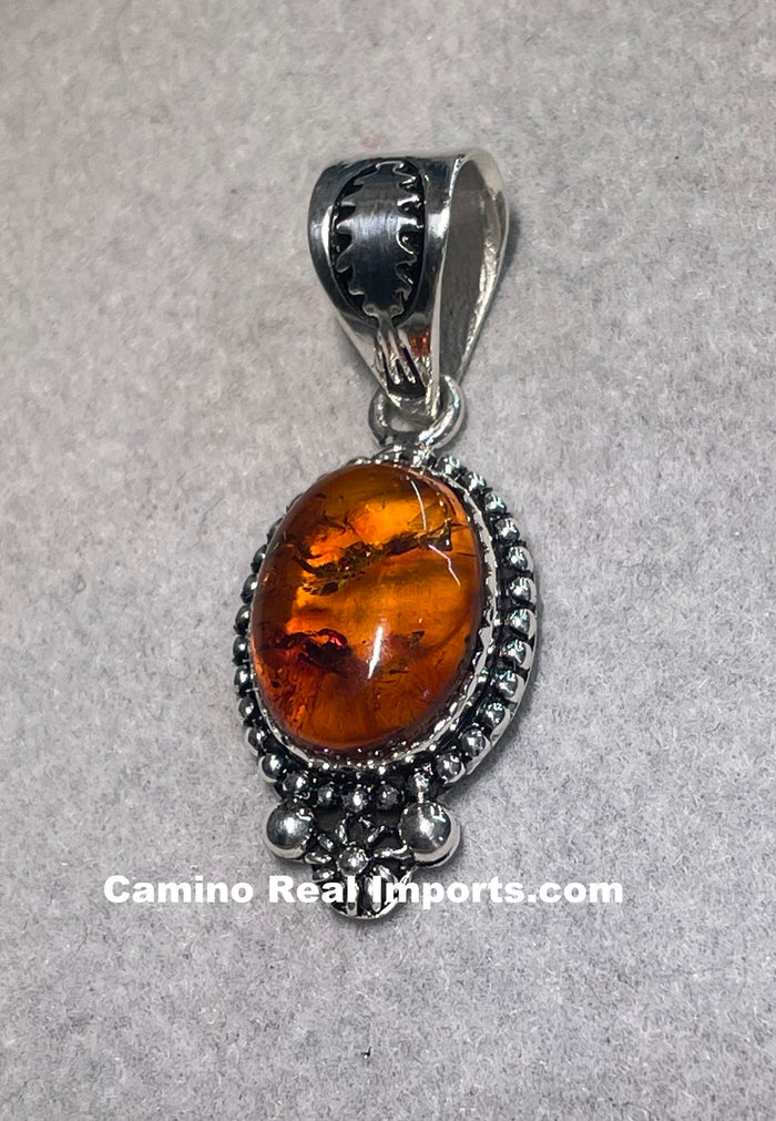 Sterling Silver Amber Pendant SSAP002
